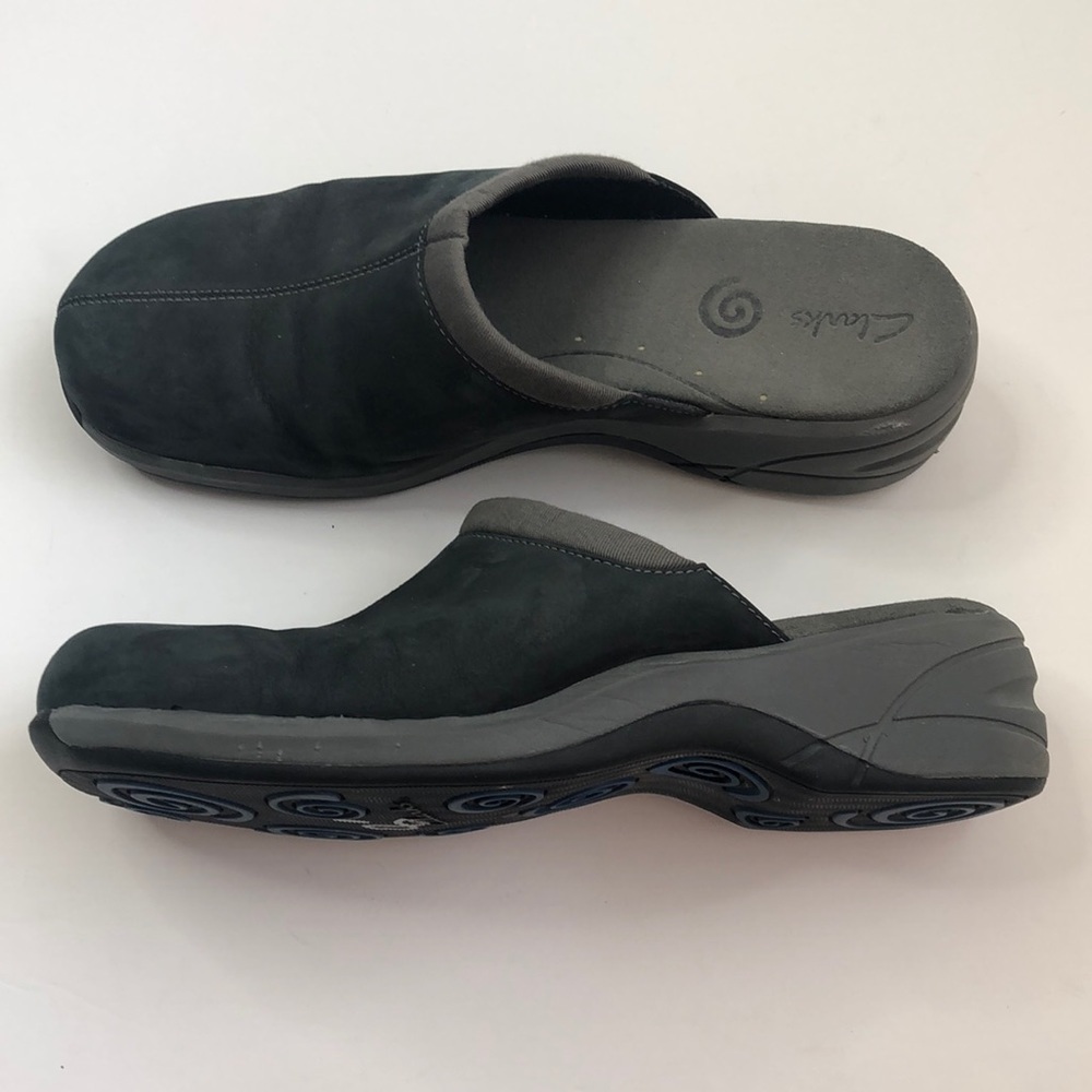 Clarks black mules